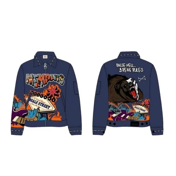 BRAND X Memphis Varsity Jacket XL | Raise Hell Break Rules Graphic Streetwear - Picture 5 of 9